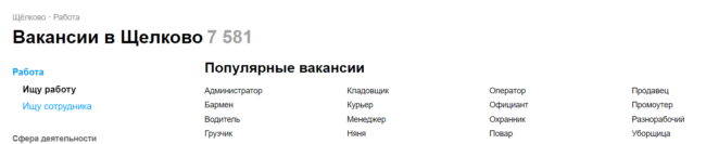 В Щелково достаточно рабочих мест