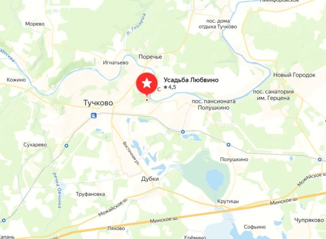 Усадьба Любвино на карте