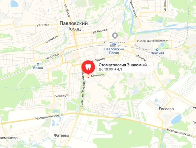 Стоматологическая клиника Знакомый Доктор на карте