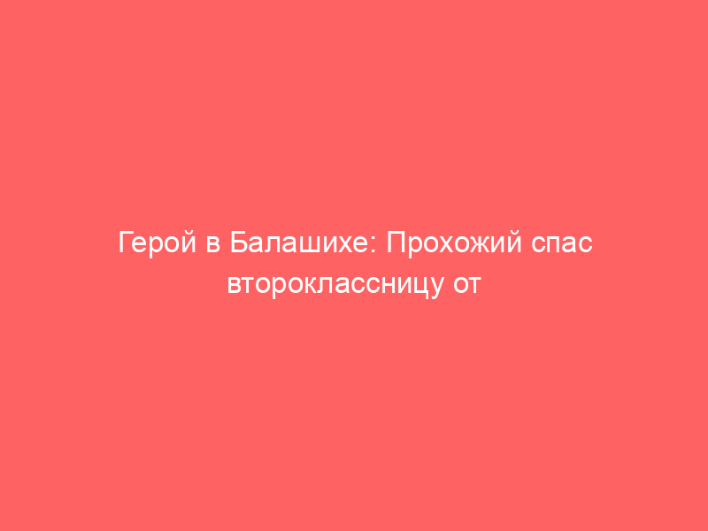 Герой в Балашихе: Прохожий спас второклассницу от похитителя у магазина